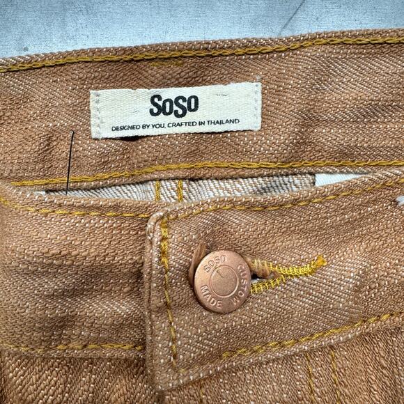 SoSo Custom Workwear Pants Brown Carpenter Utility Tool Pocket 34x33 Raw HEAVY - Picture 4 of 5